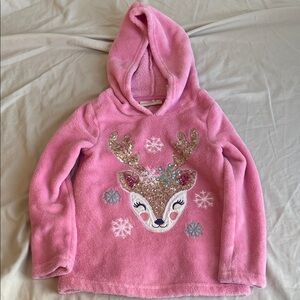 Cynthia Rowley Pink Kids Hoodie with Sparkly Reindeer